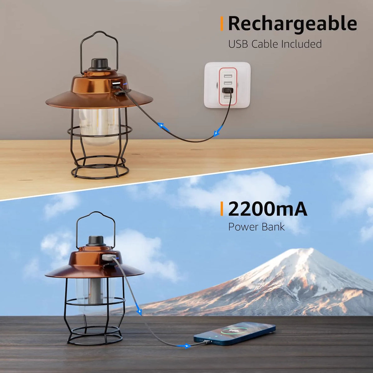 Lanterne rétro rechargeable avec fonction powerbank — photo 3 sur 5